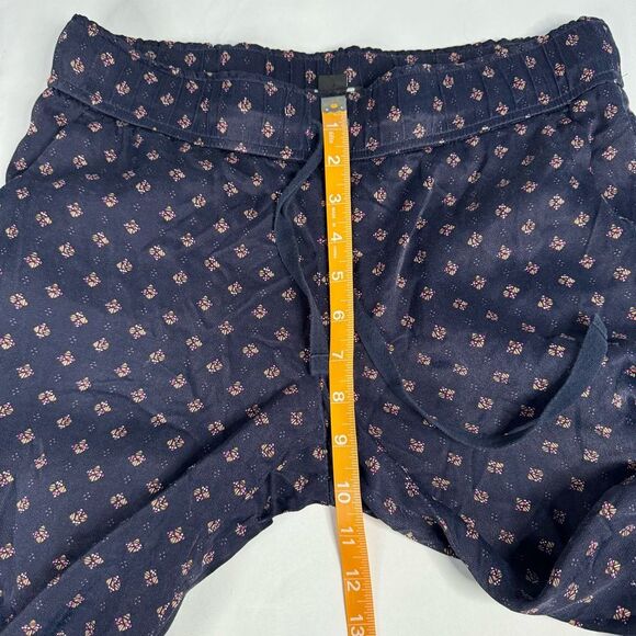 LOFT Pant Women Viscose Pull On Navy Geo Print Wide Leg Lounge Size 2 FLAW - Picture 8 of 11
